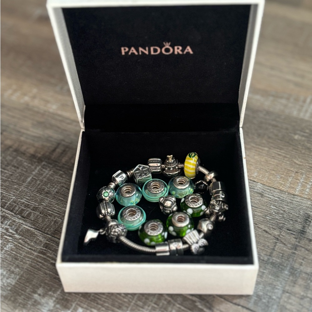 Pandora Silver Charm Bracelet with 25 Charms